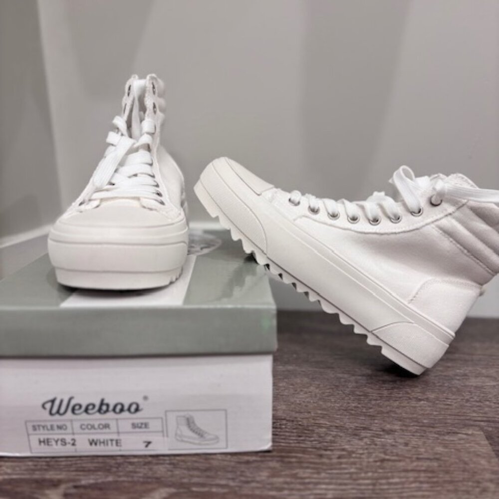 NWT High Top Platform (Women’s) (US 7) WHITE Lugged Lace-Up Sneaker in BOX - Picture 7 of 9